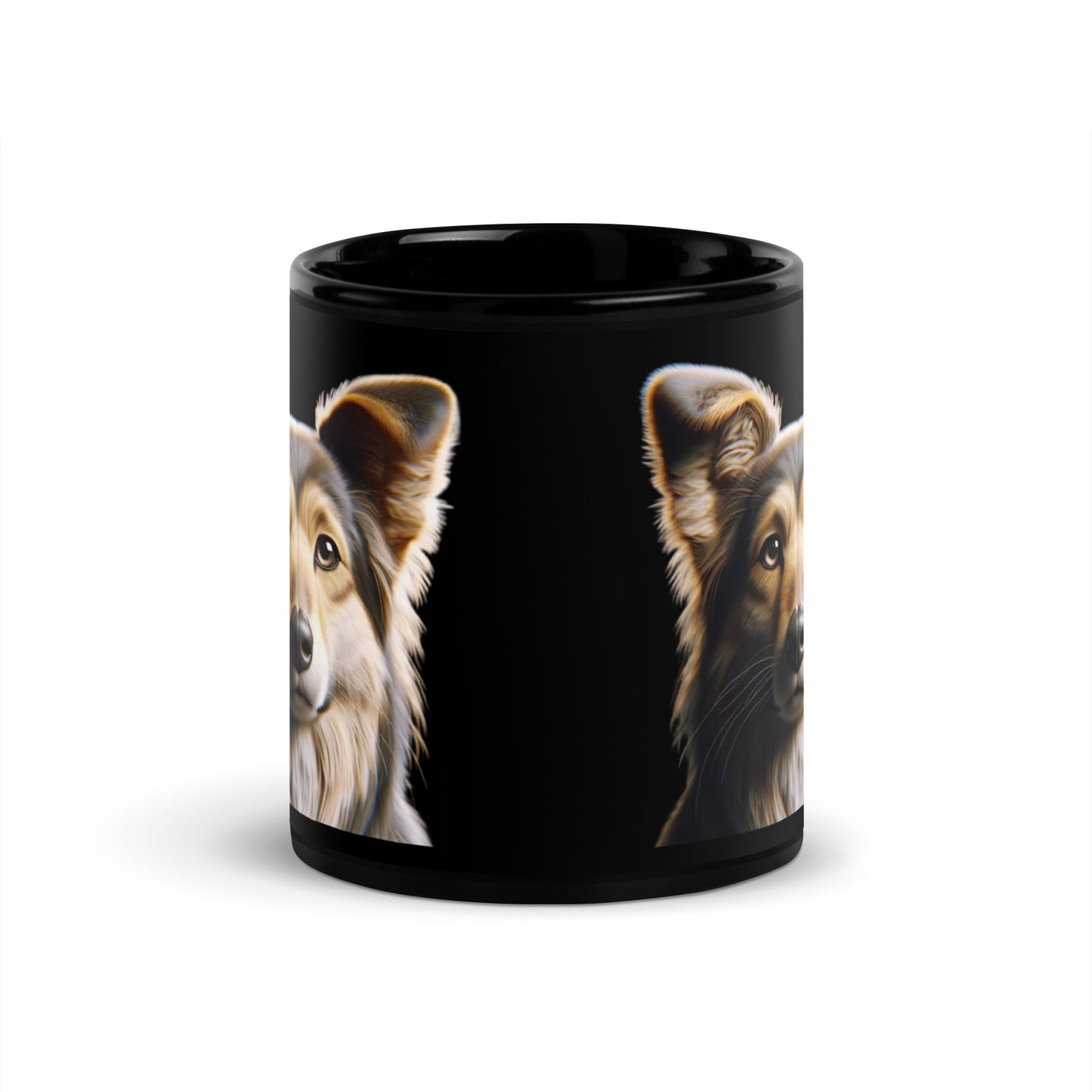 Puppy Dog Black Glossy Mug