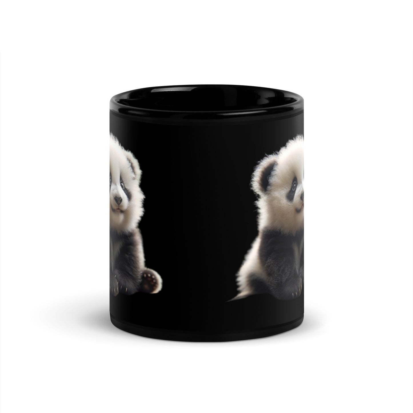 Panda Bear Black Glossy Mug