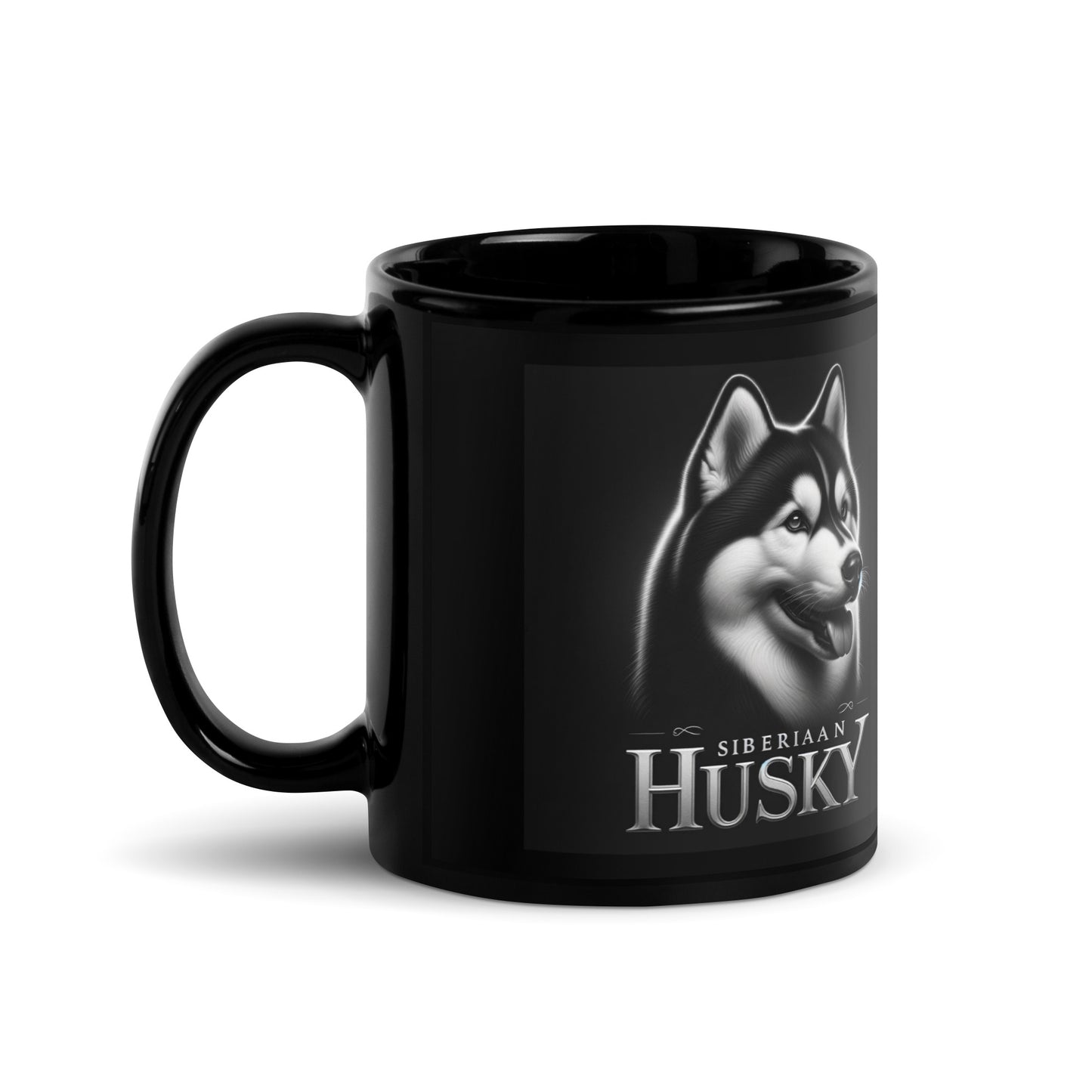 Siberian Husky Black Glossy Mug
