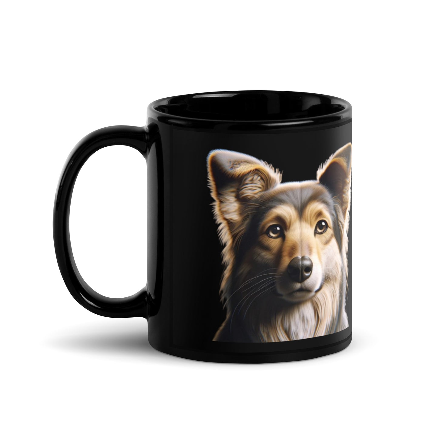 Puppy Dog Black Glossy Mug
