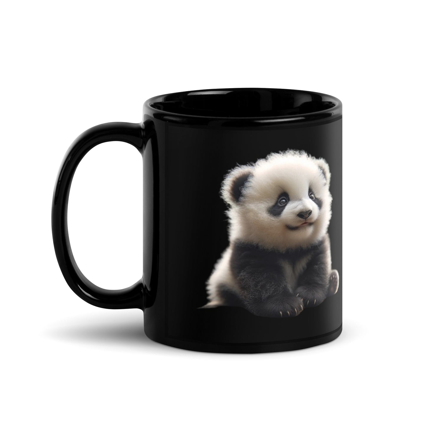 Panda Bear Black Glossy Mug