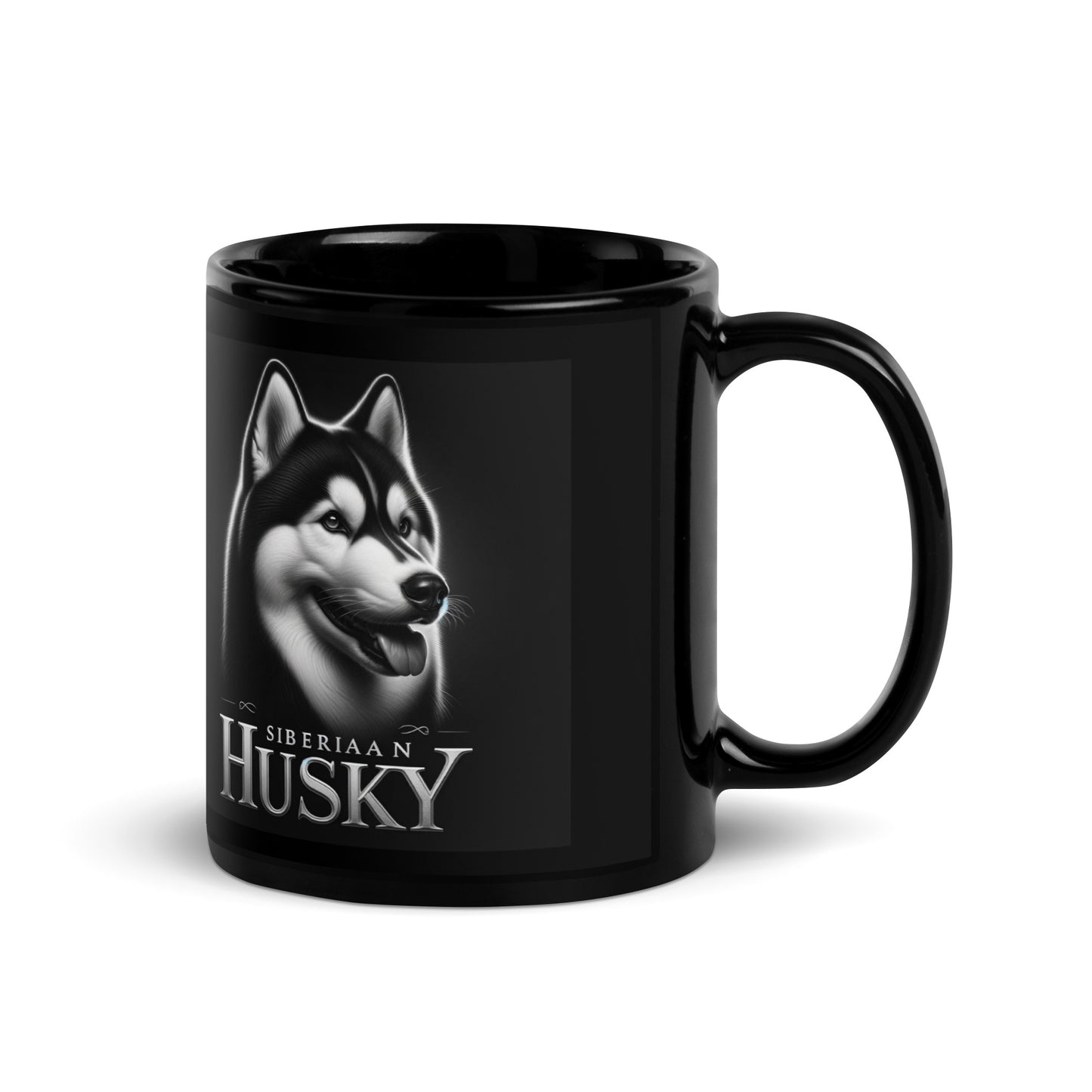 Siberian Husky Black Glossy Mug
