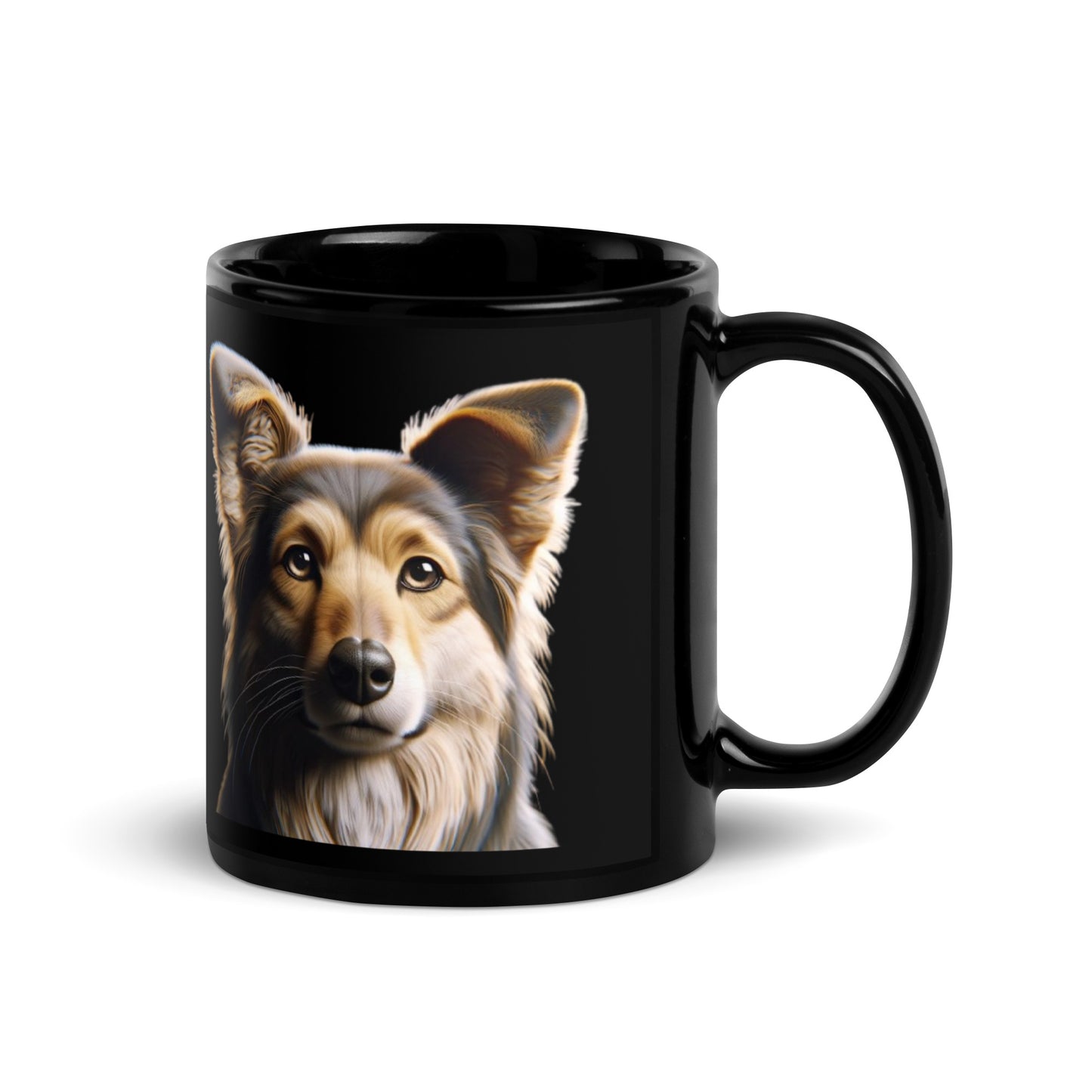 Puppy Dog Black Glossy Mug