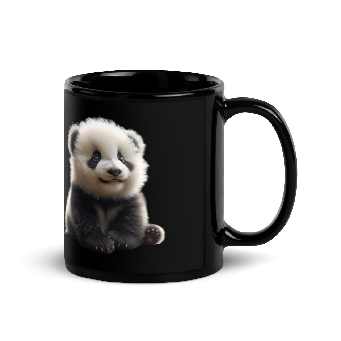 Panda Bear Black Glossy Mug
