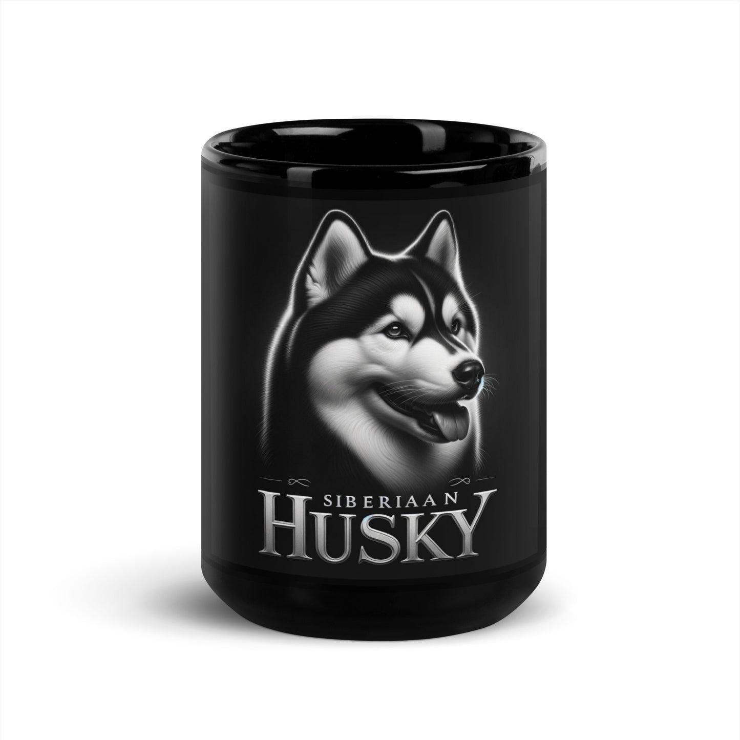 Siberian Husky Black Glossy Mug