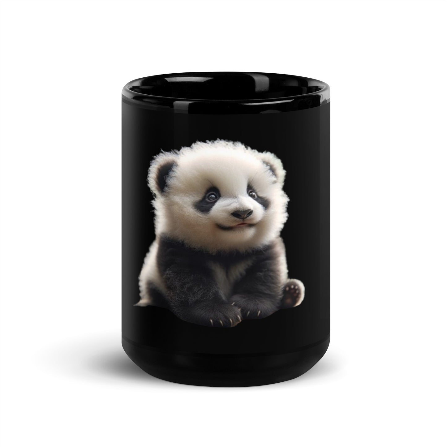Panda Bear Black Glossy Mug