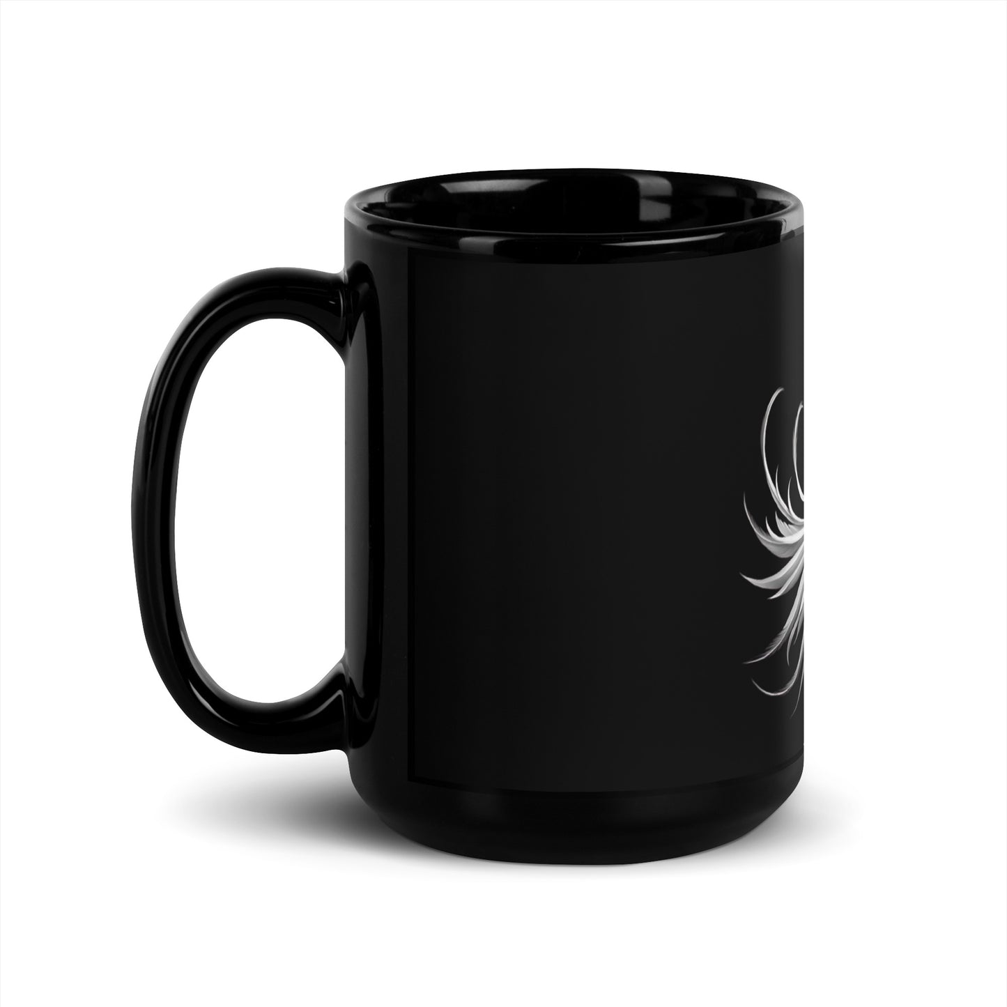 White Dove Black Glossy Mug