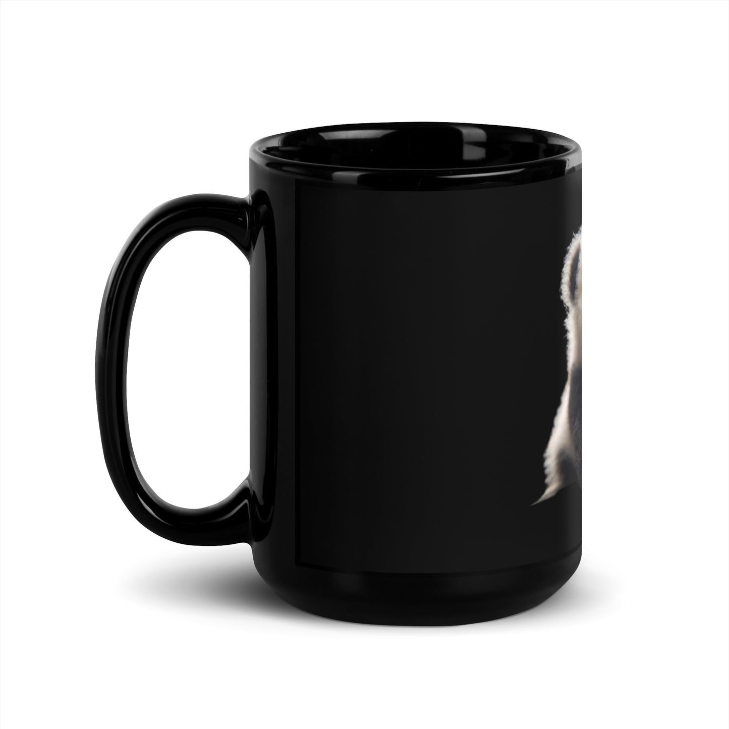 Panda Bear Black Glossy Mug