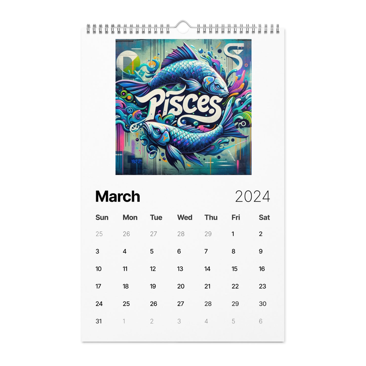 Zodiac Street Art Wall calendar (2024)