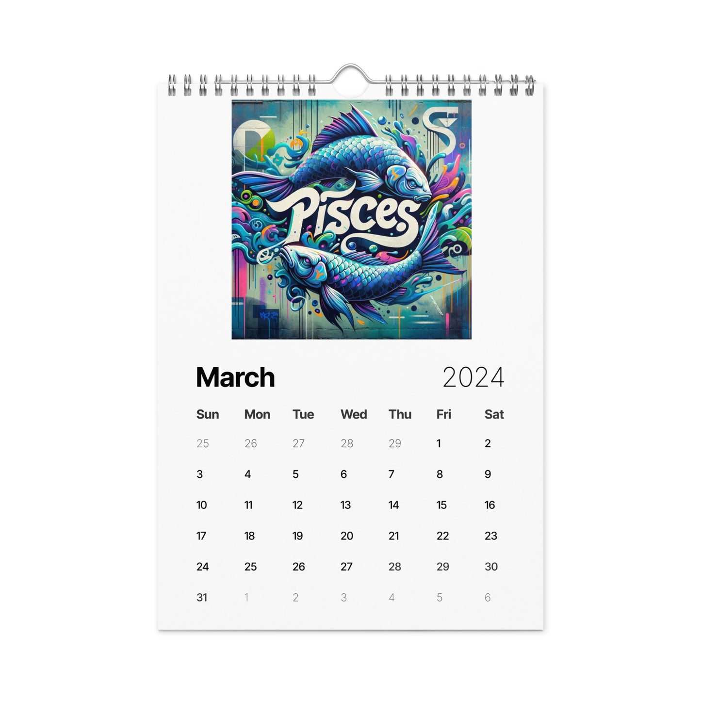 Zodiac Street Art Wall calendar (2024)