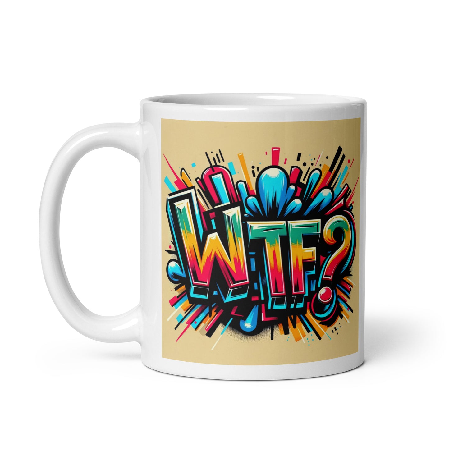 WTF White glossy mug