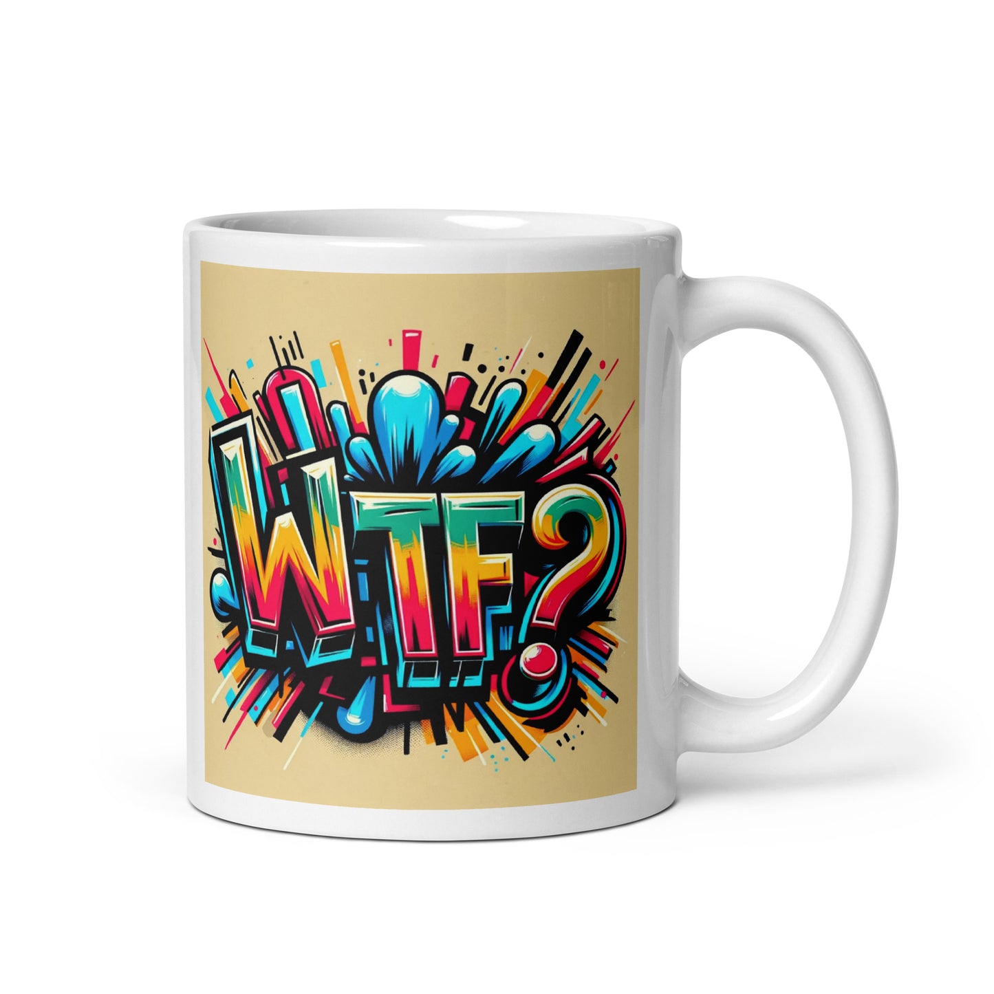 WTF White glossy mug